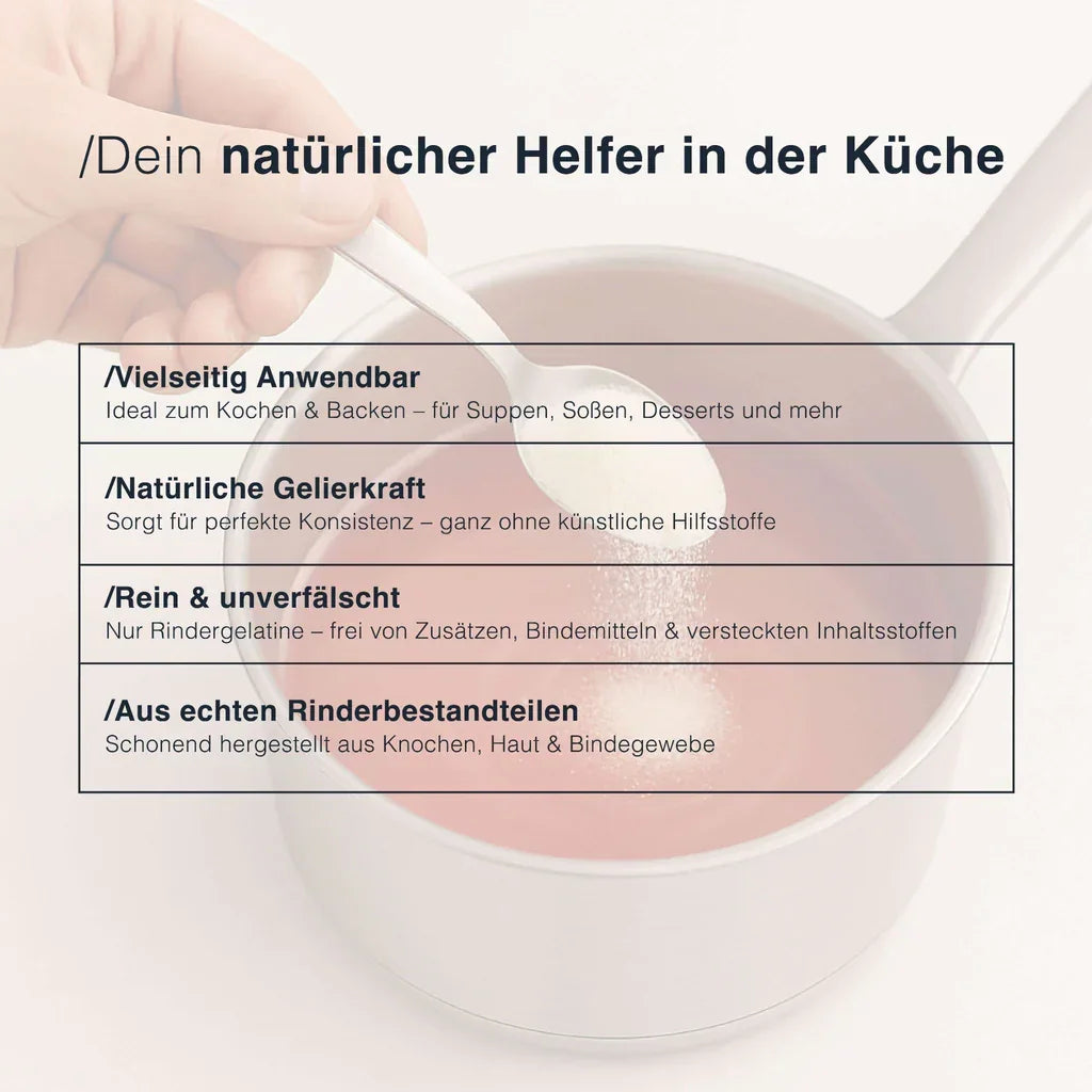Animalbased Rindergelatine Pulver – natürliche Gelierkraft, Kochen Backen, ohne Zusätze