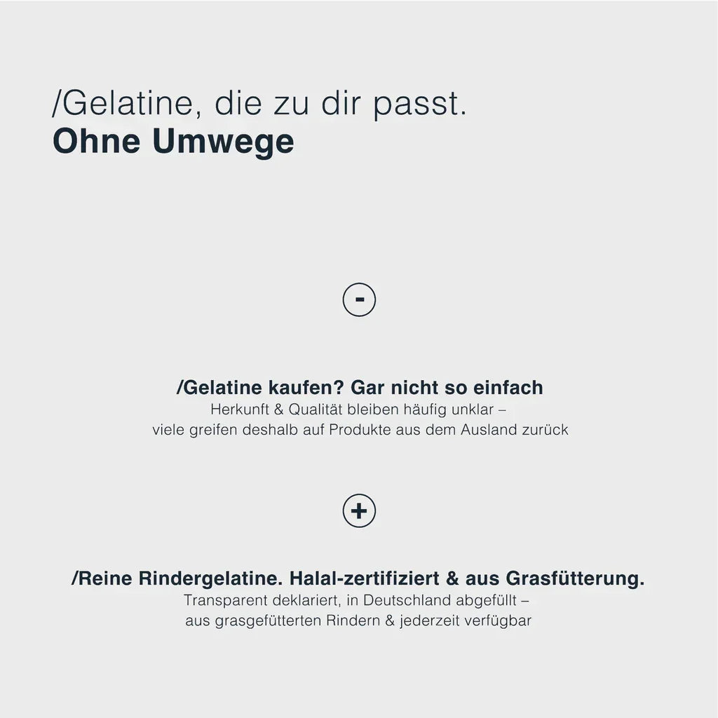 Animalbased Rindergelatine – halal zertifiziert, Grasfütterung, transparent deklariert