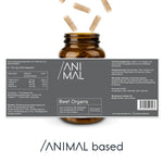 Animalbased Beef Organs Rinderorgane 240 Kapseln – Etikett, Nährwerte, Vitamin B12, Vitamin A, Kupfer, grasgefütterte Rinder