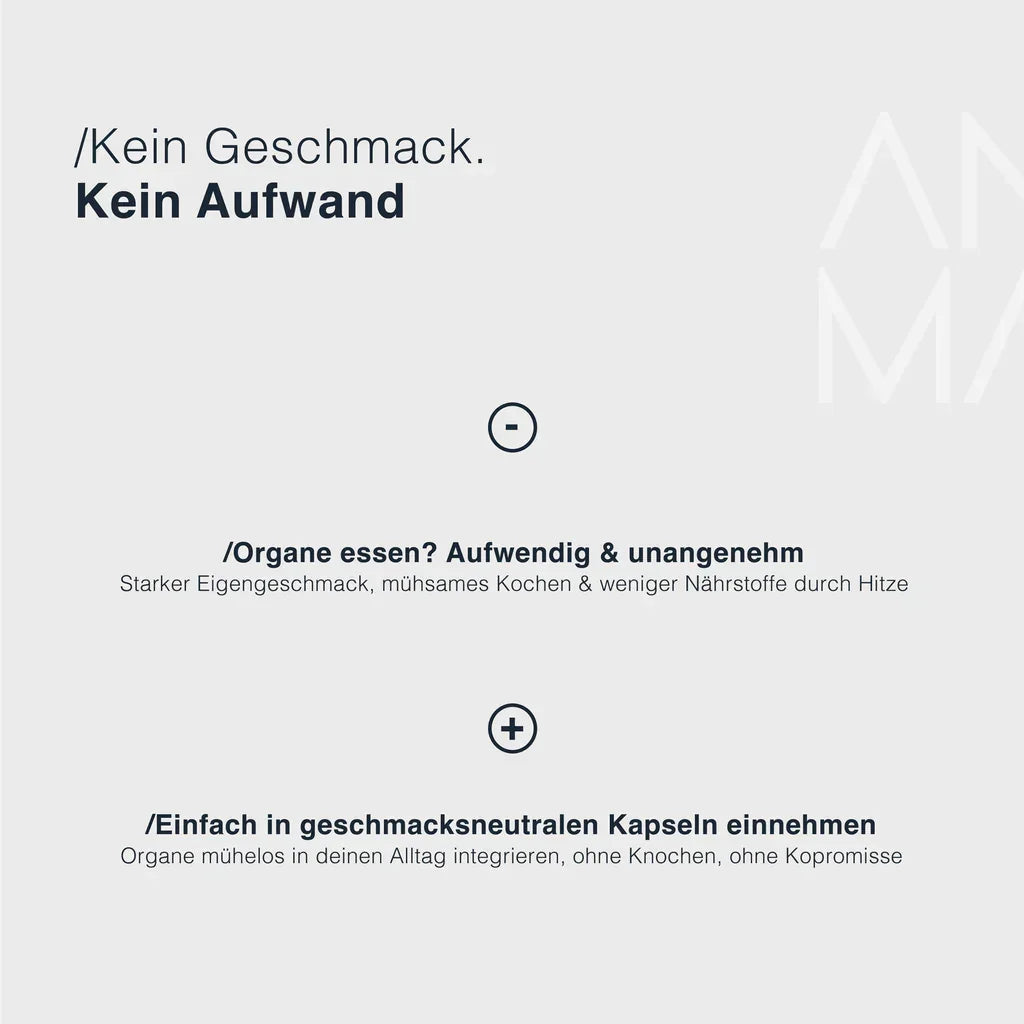 Animalbased Rinderorgane Kapseln – geschmacksneutral, einfache Einnahme, Organe ohne Kochen, ohne Zusätze