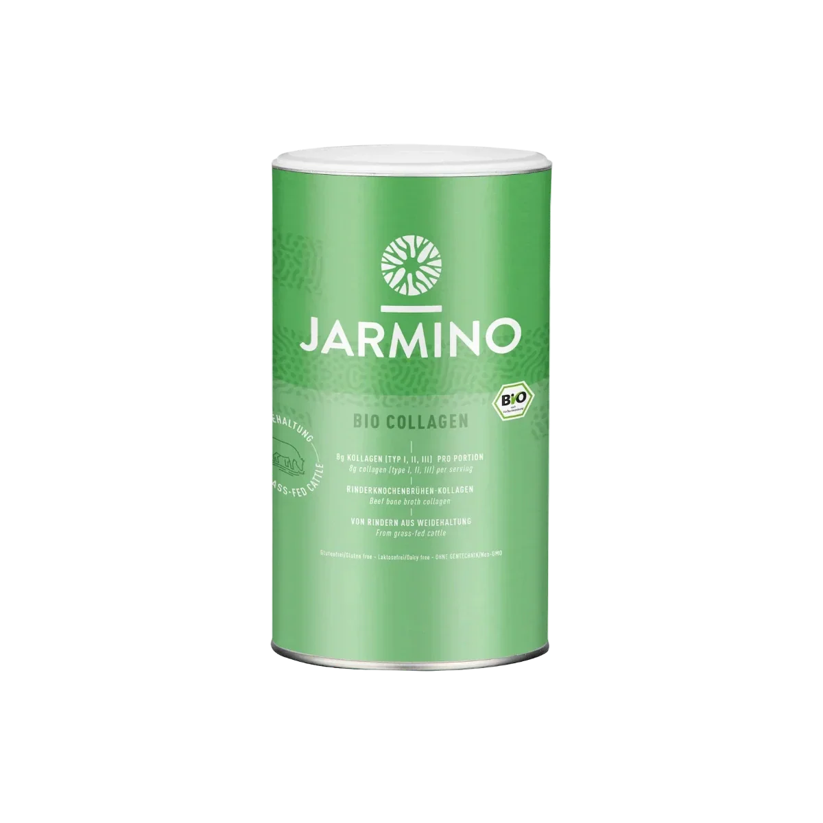 Jarmino Bio Kollagen 300g – Dose Vorderansicht, freigestellt, premium Kollagen