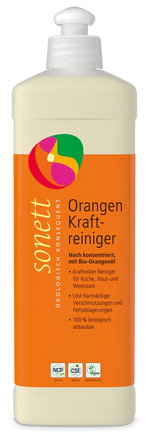 Sonett Orangen Kraftreiniger 500ml – Bio-Orangenöl, hoch konzentriert, vegan, transparenter Hintergrund
