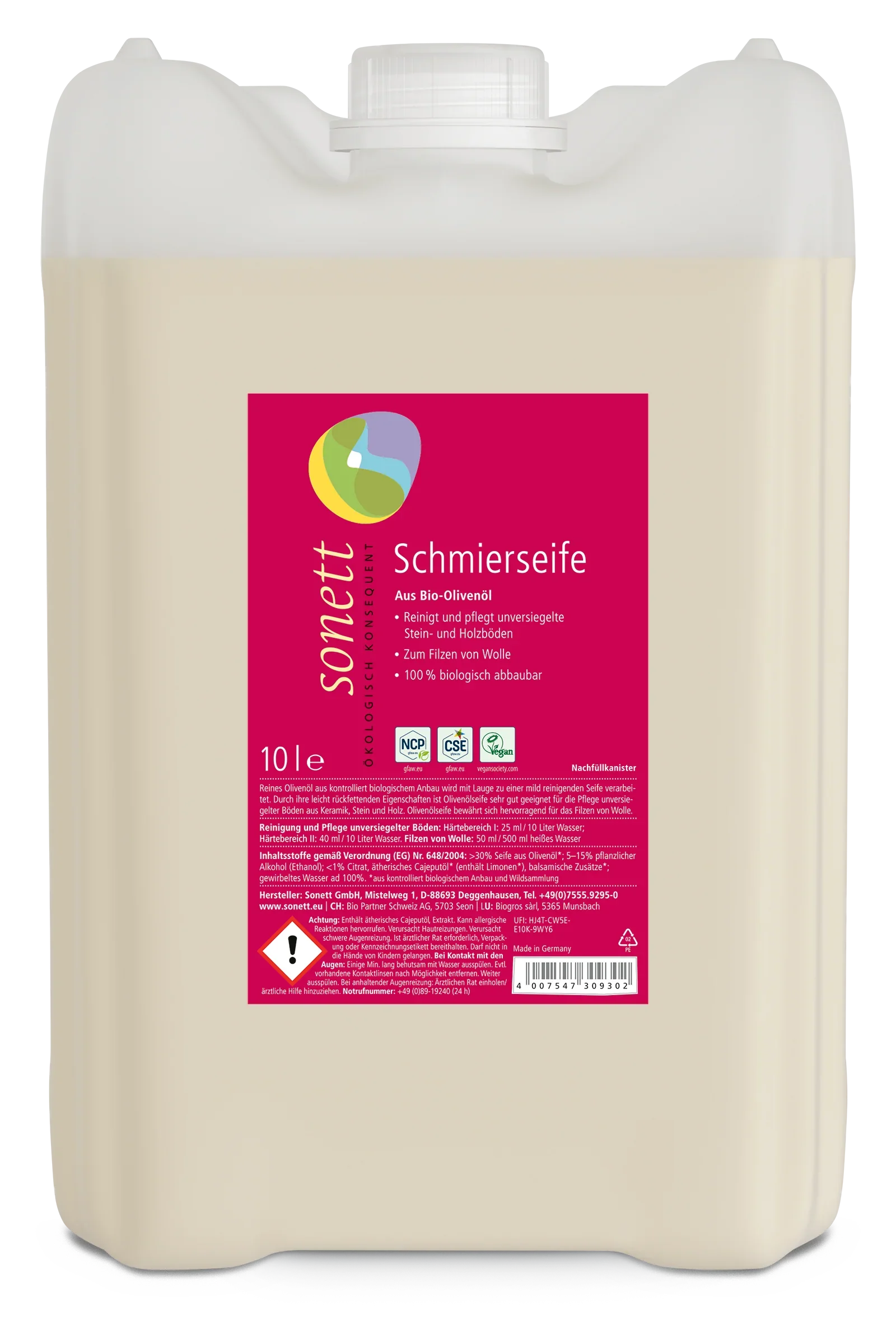 Sonett Schmierseife 10 Liter - Kanister freigestellt